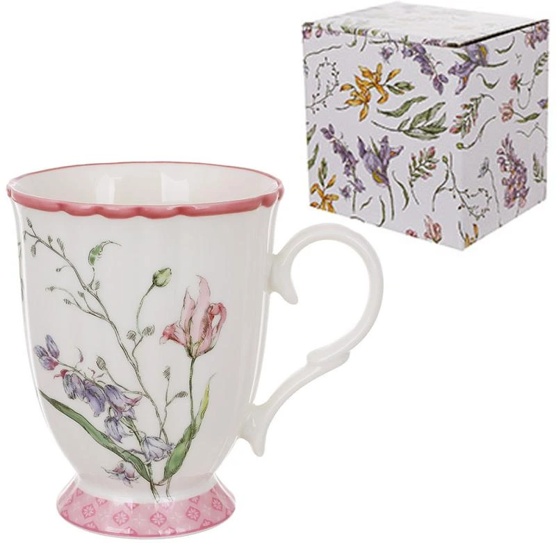 Кухоль порцеляновий "Wisteria Garden" 380мл, чайна чашка, рожева