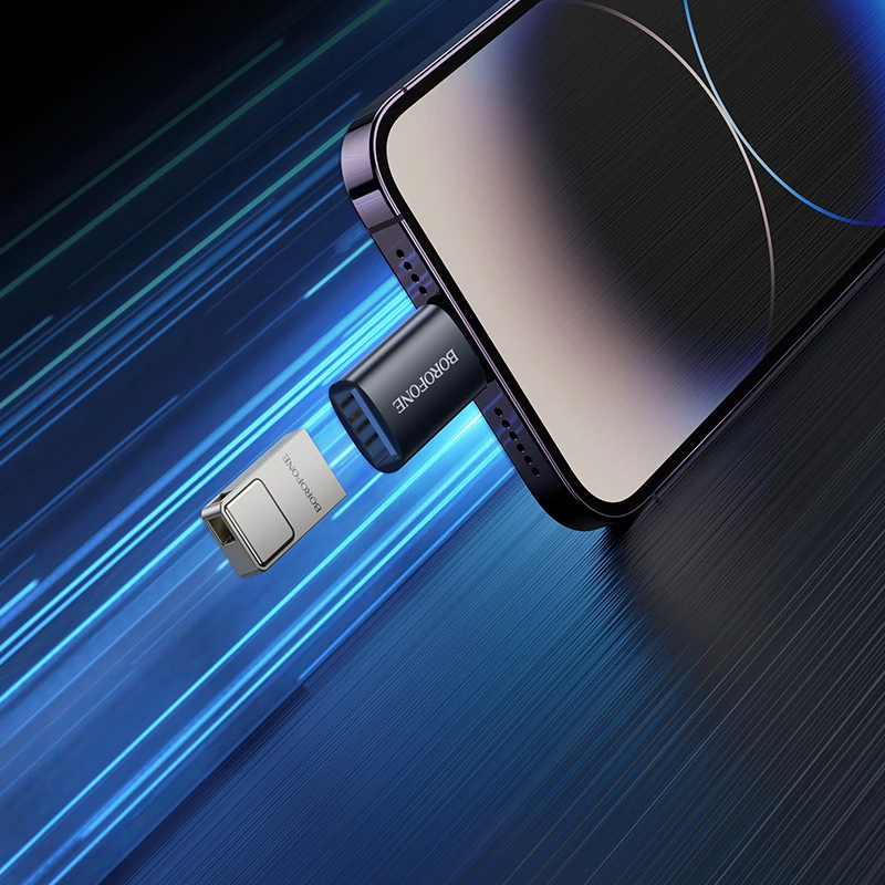 Адаптер BOROFONE BV26 iP male to USB female USB2.0 adapter Black — фото 9