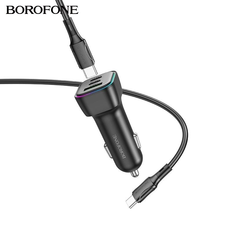 Автомобільний зарядний пристрій BOROFONE BZ28C Trophie PD60W(2C1A) car charger set(C to C) Black — фото 5