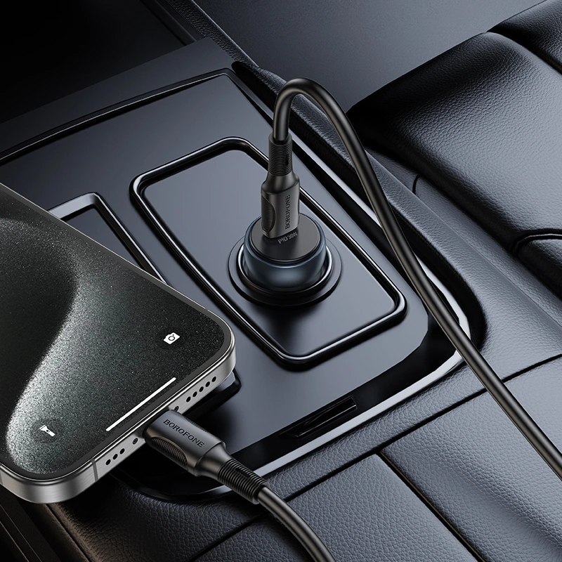 Автомобільний зарядний пристрій BOROFONE BZ32 Fresh single port PD30W car charger Black — фото 5