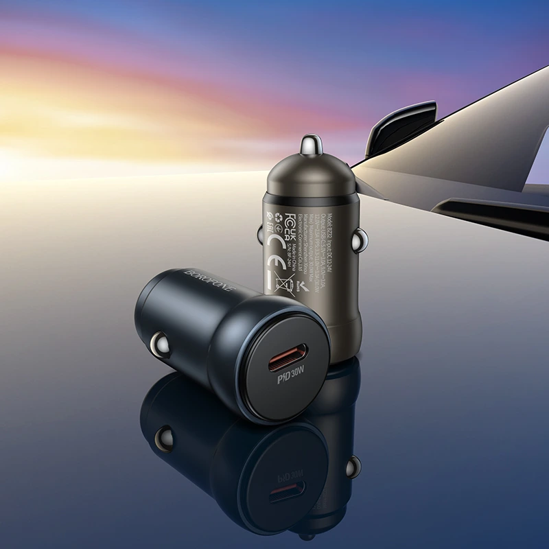 Автомобільний зарядний пристрій BOROFONE BZ32 Fresh single port PD30W car charger Black — фото 6