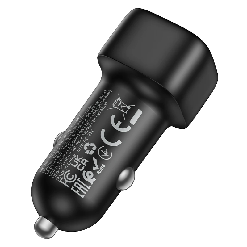 Автомобільний зарядний пристрій BOROFONE BZ34B Cloud PD38W(1C1A) car charger Black — фото 5