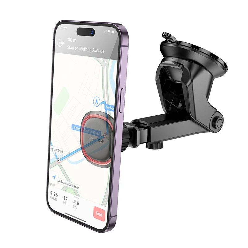 Автотримач для телефона BOROFONE BH125 Roman magnetic car holder (center console) Black and Red — фото 3