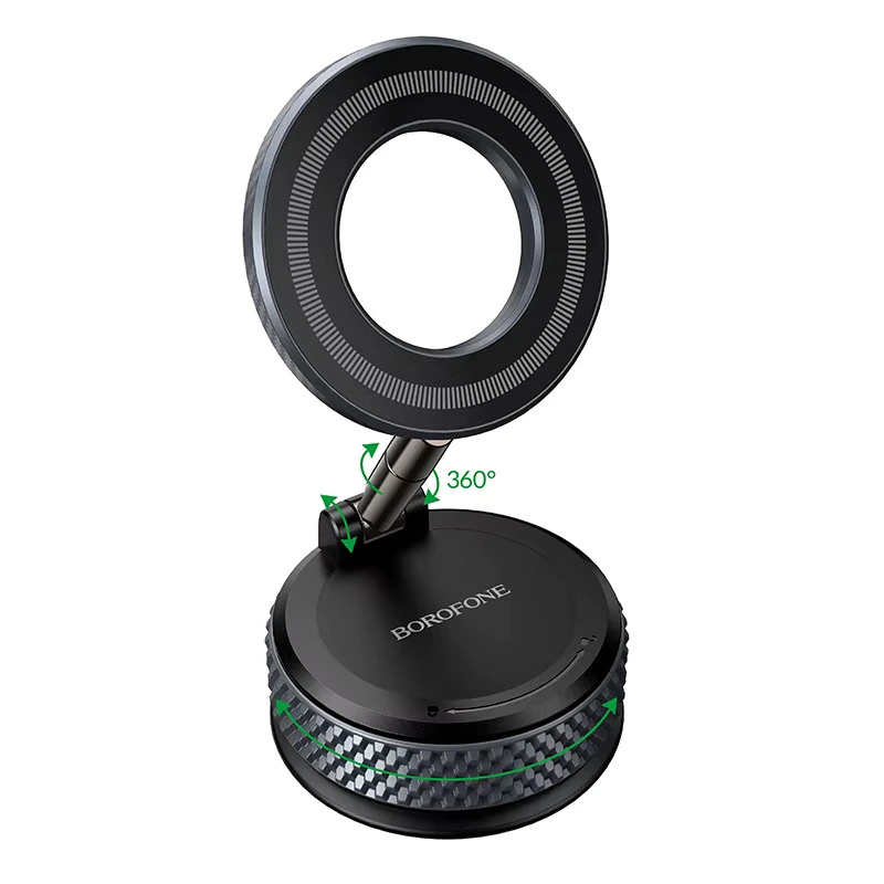 Автотримач для телефона BOROFONE BH144 Custodio vacuum suction cup magnetic holder(multi-scene) black metal gray — фото 3
