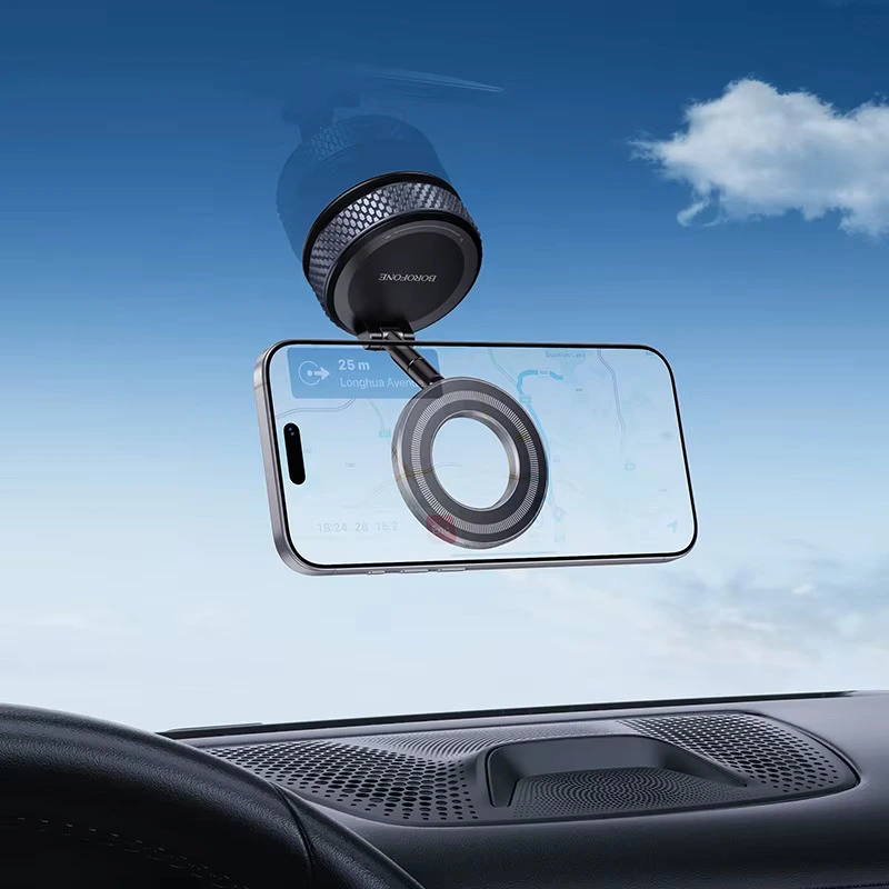 Автотримач для телефона BOROFONE BH144 Custodio vacuum suction cup magnetic holder(multi-scene) black metal gray — фото 9