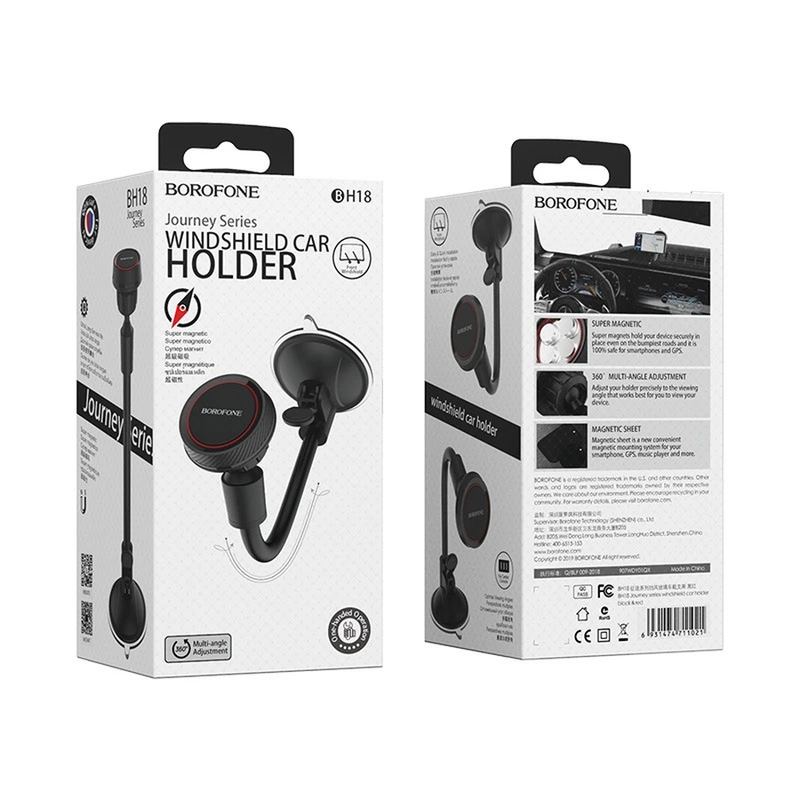 Автотримач для телефона BOROFONE BH18 Journey series in-car phone holder, carbon fiber pattern durable
