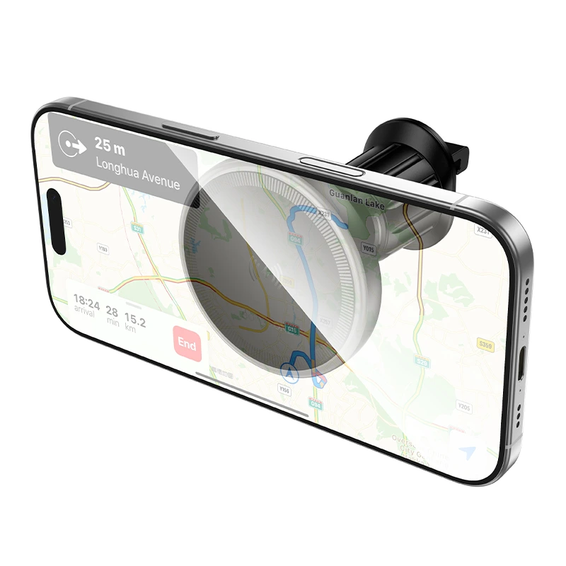 Автотримач для телефона BOROFONE BH224 Flash magnetic wireless fast charging car holder (air outlet) Black — фото 4