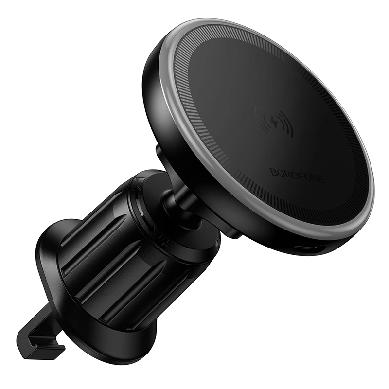 Автотримач для телефона BOROFONE BH224 Flash magnetic wireless fast charging car holder (air outlet) Black — фото 6