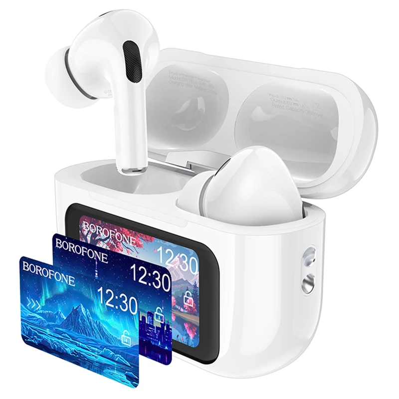 Бездротові навушники TWS BOROFONE BW76 Brocade, touch screen, ANC, Champagne White