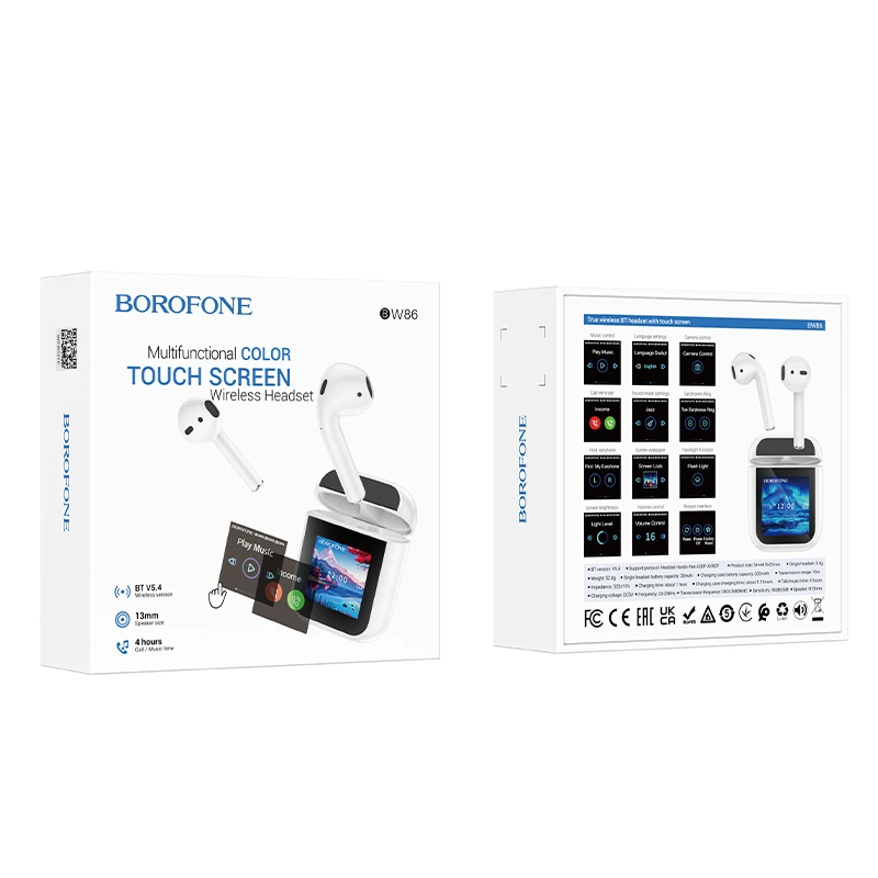 Бездротові навушники TWS BOROFONE BW86 Brocade, touch screen, White