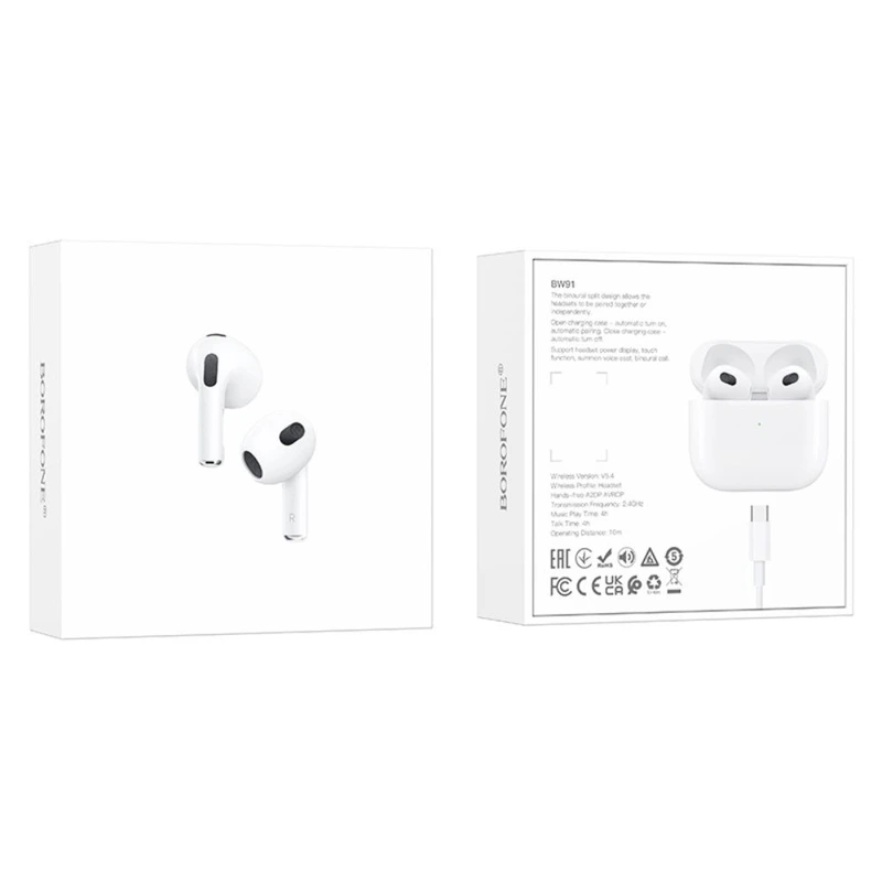 Бездротові навушники TWS BOROFONE BW91 White