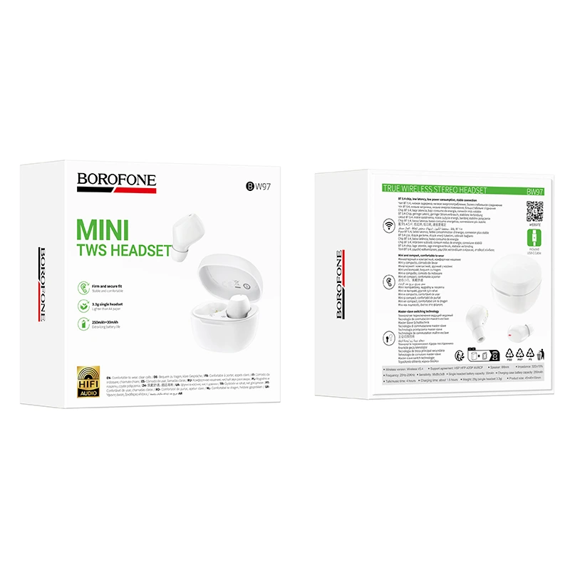 Бездротові навушники TWS BOROFONE BW97 Clear White