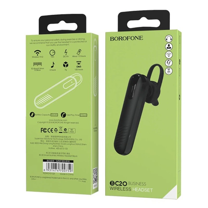Bluetooth гарнітура BOROFONE BC20 Smart business wireless headset Black