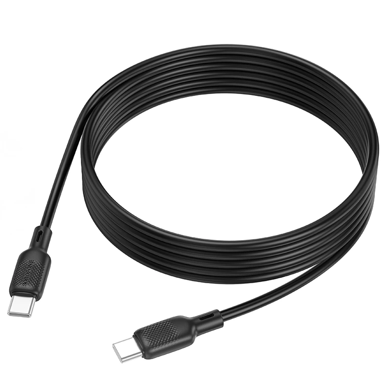 Кабель BOROFONE BX113 Lenny 60W silicone charging data cable C to C(L=2M) Black — фото 5