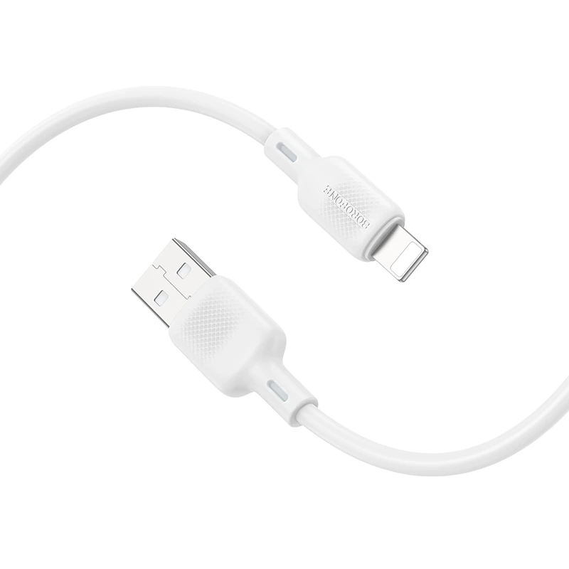 Кабель BOROFONE BX113 Lenny silicone charging data cable iP(L=1M) White — фото 3