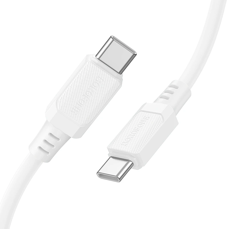 Кабель BOROFONE BX115 Lotto 60W silicone charging data cable C to C White — фото 3