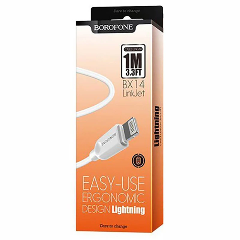 Кабель BOROFONE BX14 USB to iP 2.4A, 1m, PVC, TPE connectors, White