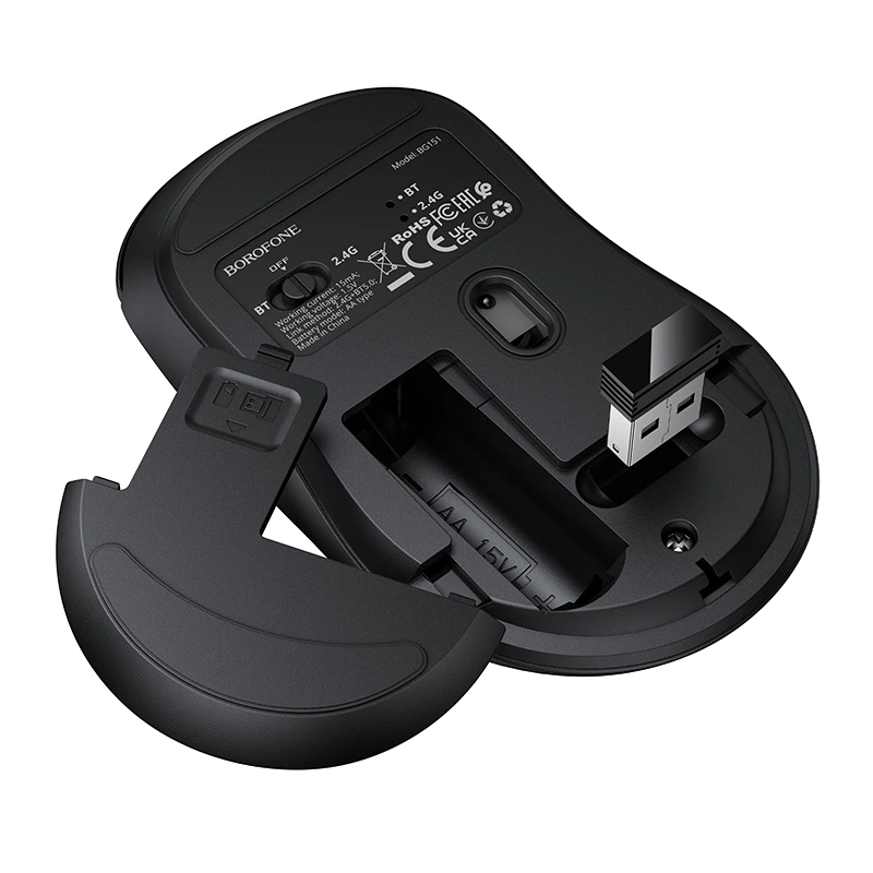 Маніпулятор миша BOROFONE BG151 Cielo dual-mode wireless mouse Black — фото 4
