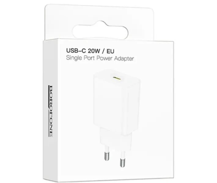 Мережевий зарядний пристрій BOROFONE BA112A Star single port PD20W charger(EU) White