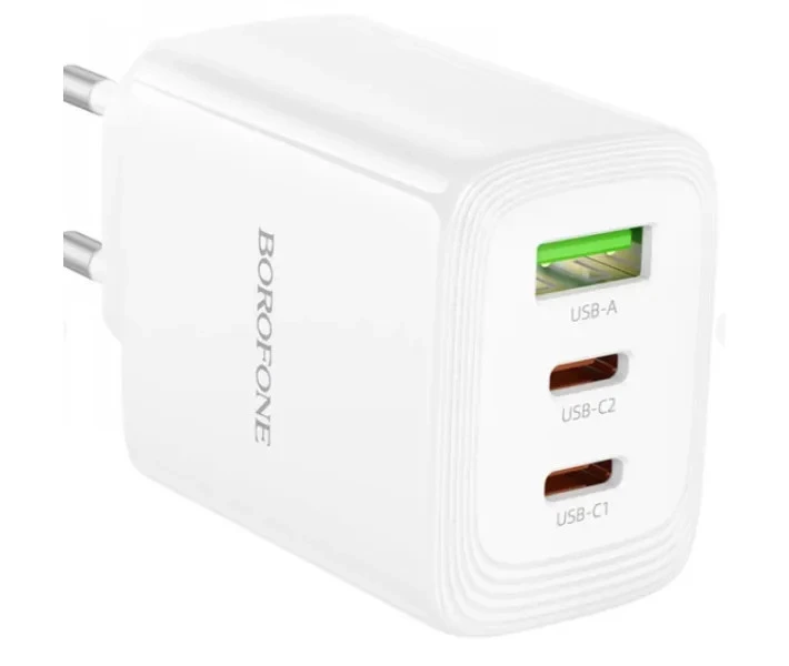 Мережевий зарядний пристрій BOROFONE BN32 Cargador PD65W (2C1A) charger (EU) White