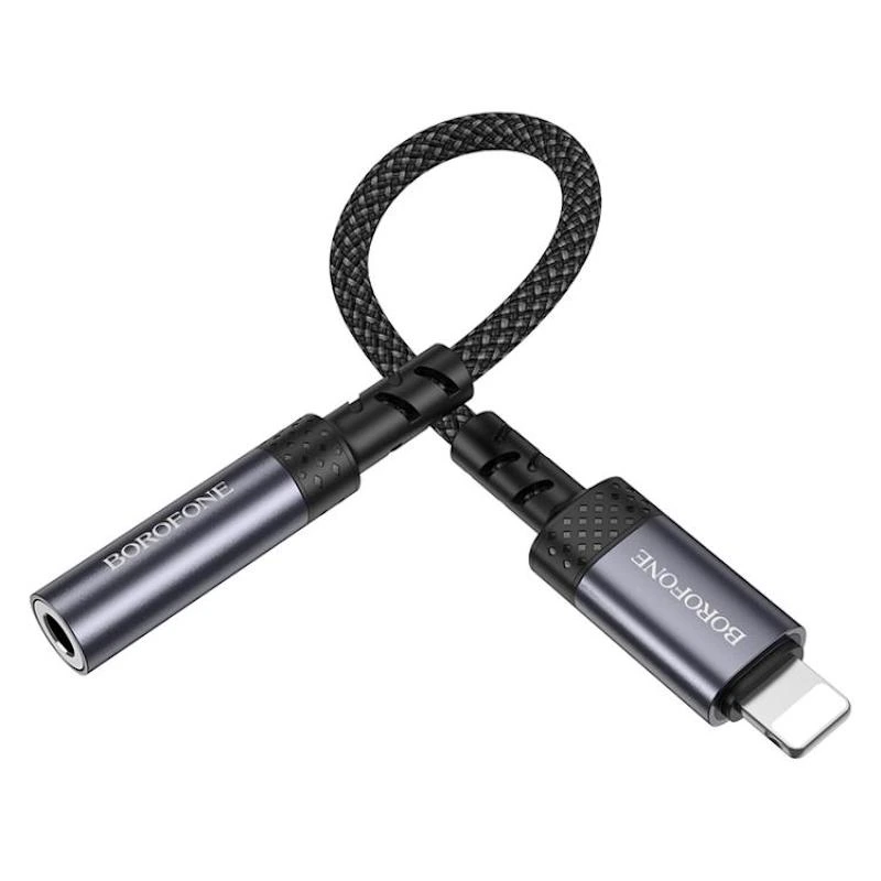 Перехідник BOROFONE BV24 Graceful digital audio converter cable iP to 3.5mm Metal Grey — фото 5