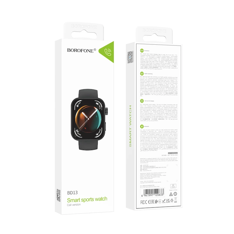 Смарт-годинник BOROFONE BD13 42mm. 230 mAh. Smart sports watch (call version) Black