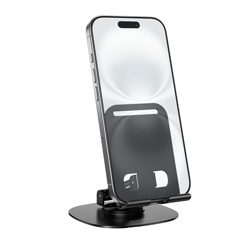 Тримач для телефона BOROFONE BH138 Fit metal folding desktop stand Black — фото 3