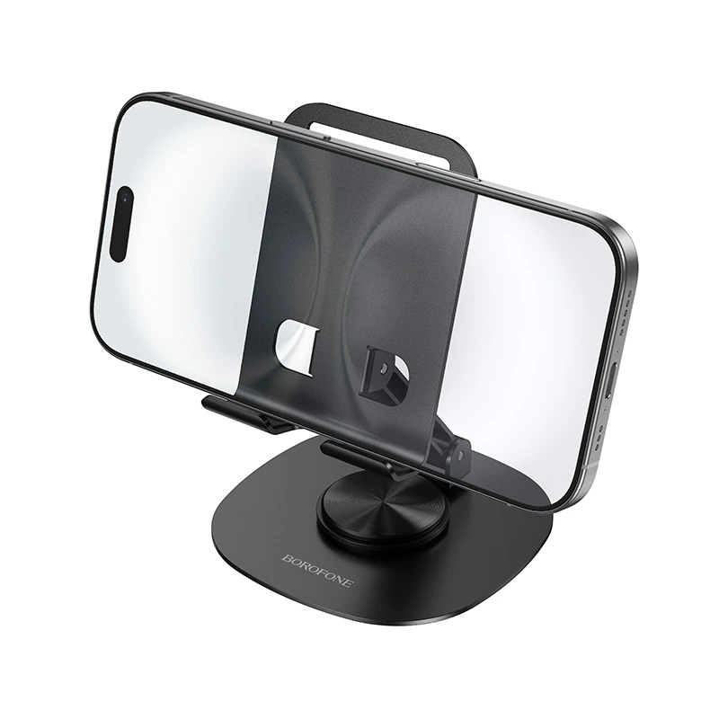 Тримач для телефона BOROFONE BH138 Fit metal folding desktop stand Black — фото 4