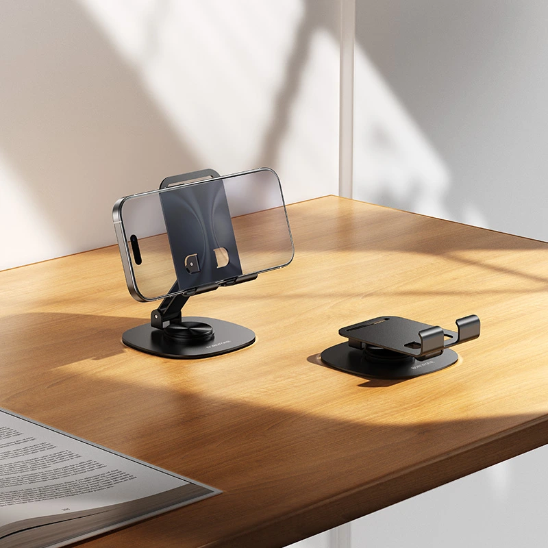 Тримач для телефона BOROFONE BH138 Fit metal folding desktop stand Black — фото 8