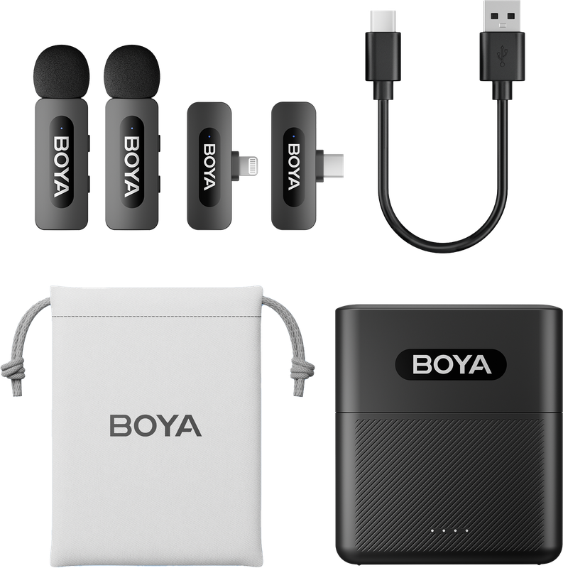 Бездротовий петличний мікрофон BOYA BY-V3 combo Type-C/Lightning Black