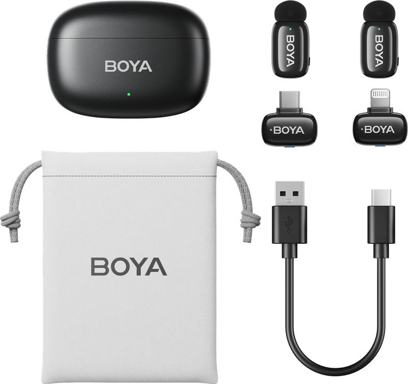 Бездротовий петличний мікрофон BOYA mini-12 Type-C/Lightning Black