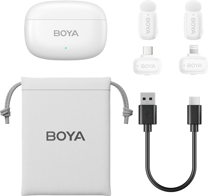 Бездротовий петличний мікрофон BOYA mini-13 Type-C/Lightning White