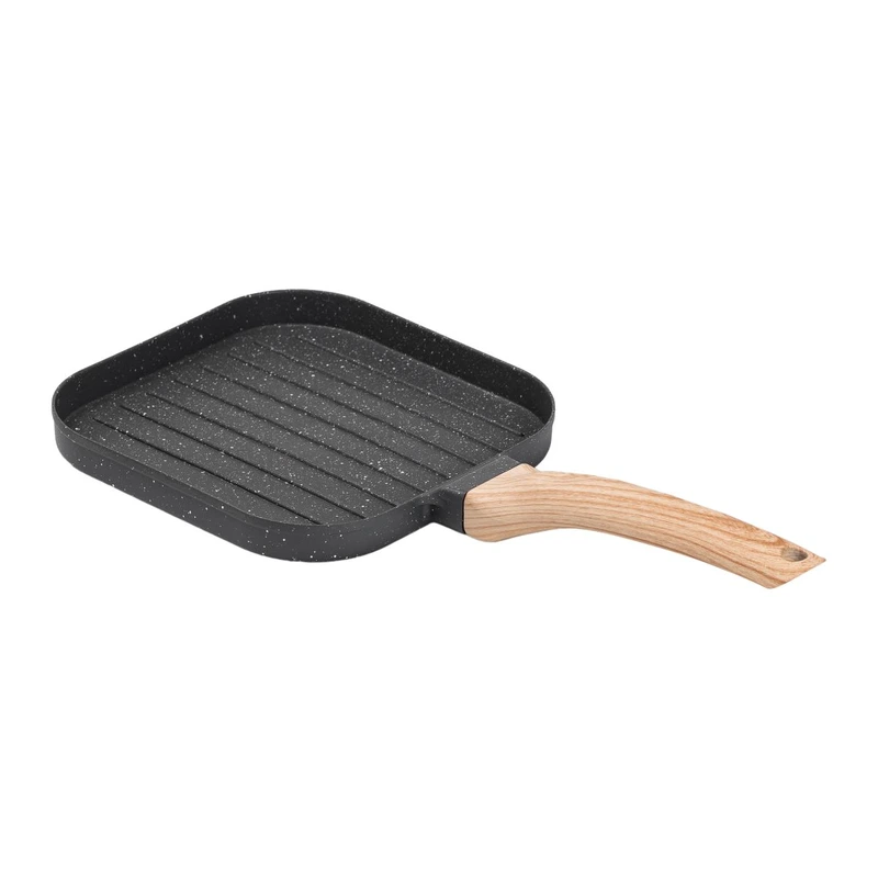 Сковорода гриль квадратна 18×18 см рифлена з гранітним покриттям сіра HP39568C