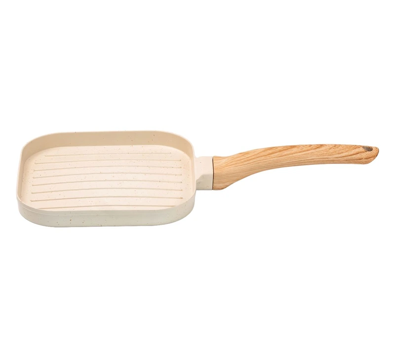 Сковорода гриль квадратна 18×18 см рифлена з гранітним покриттям бежева HP39568W