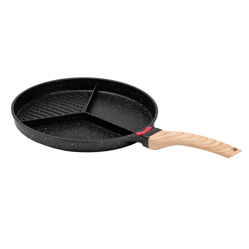 Сковорода гриль Ø 25 см на три секції з антипригарним покриттям кругла чорна HP39575B