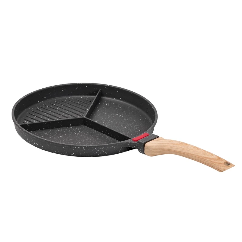 Сковорода гриль Ø 25 см на три секції з антипригарним покриттям кругла сіра HP39575C