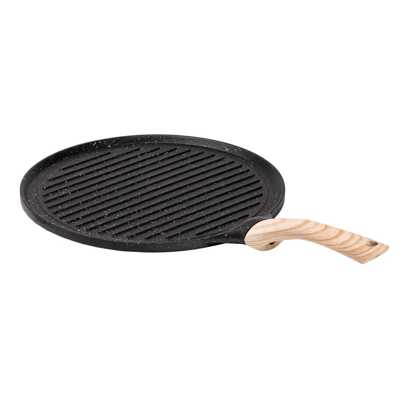 Сковорода гриль кругла Ø 26.5 см низька з гранітним покриттям чорна HP39581B