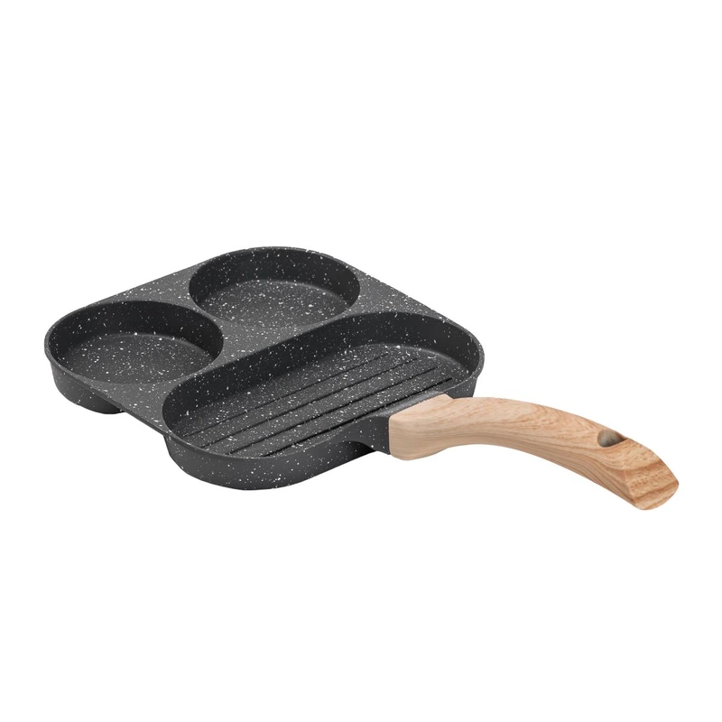 Сковорода квадратна порційна на 3 секції з антипригарним покриттям для всіх плит сіра HP39571C