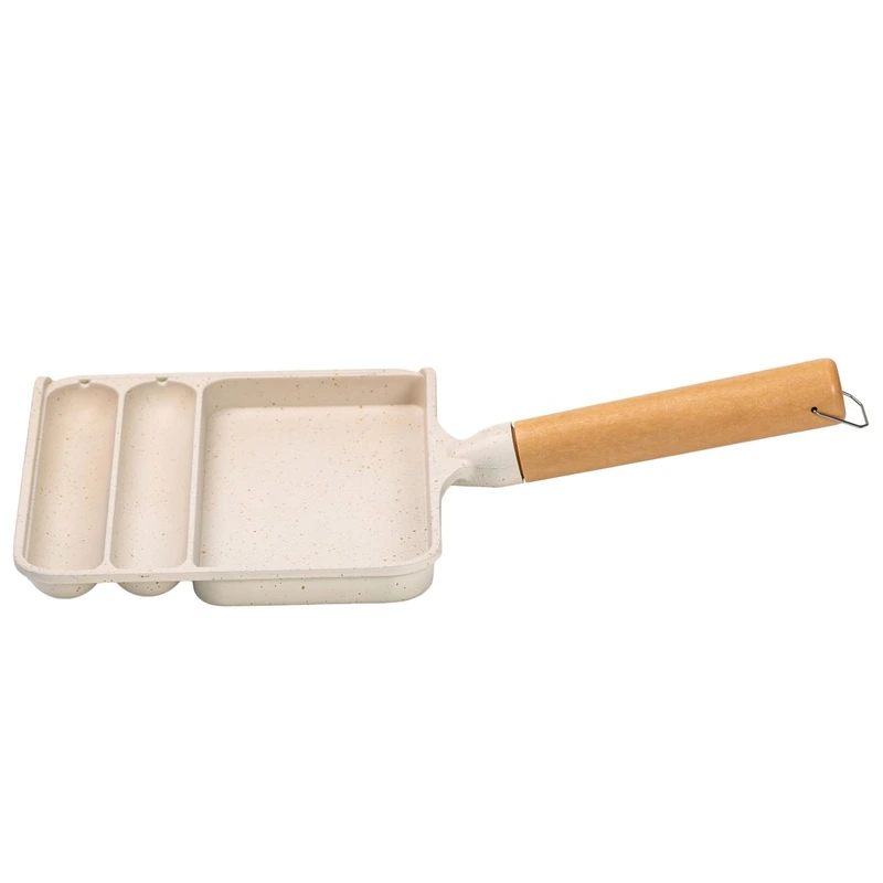 Сковорода прямокутна на 3 секції з антипригарним покриттям бежева HP39572W