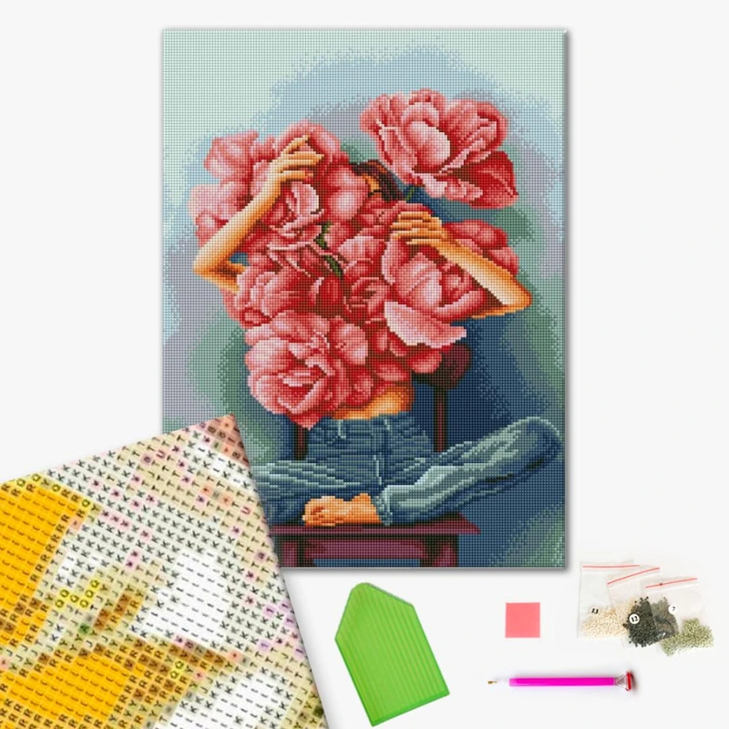 Алмазна мозаїка "Півонії в обіймах" ©Mykhailyshyna Daria DBS1073 Brushme 40х50 см