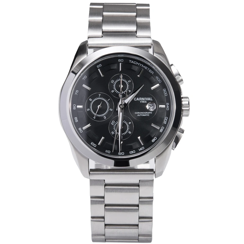 Чоловічий механічний годинник Carnival Genius Prime Silver, 2 ремінці