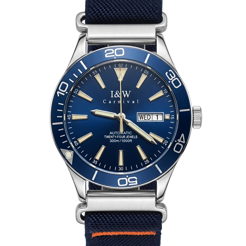 Чоловічий механічний годинник Carnival BlueMarine Nylon Strap 10 Bar