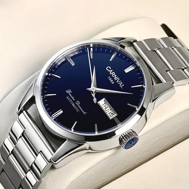 Чоловічий механічний годинник Carnival Flagman Supermetal, 2 ремінці
