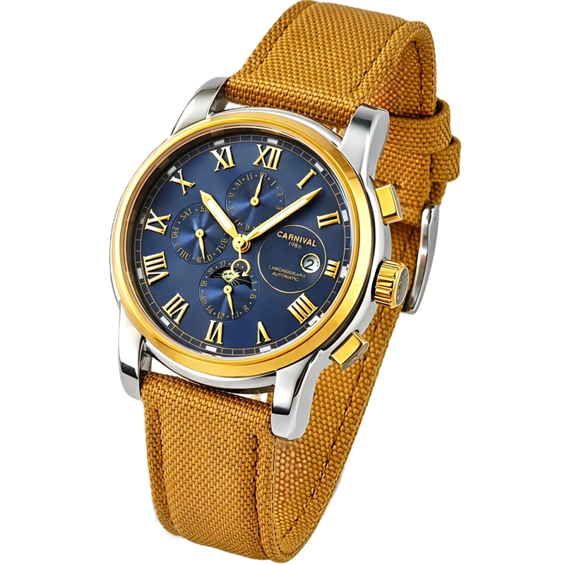 Чоловічий механічний годинник Carnival London Sahara Gold, 2 ремінці