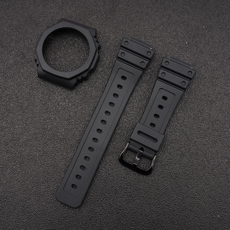 Комплект Casio accessories ремінець та безель для G-Shock GA-2100 Black чорний каучуковий