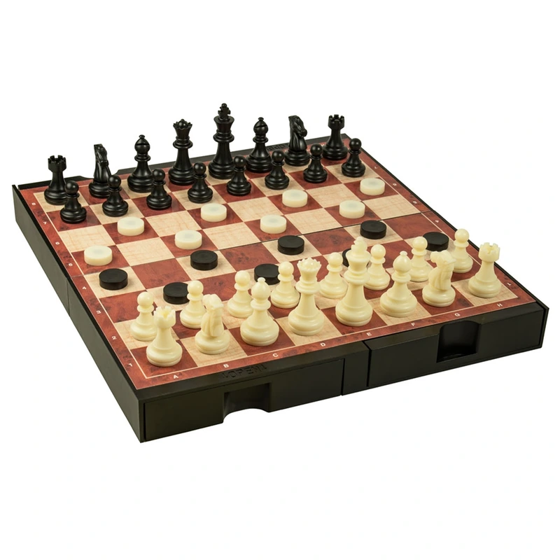 Магнітні шахи-шашки-нарди з відсіками для зберігання (24x24 см)