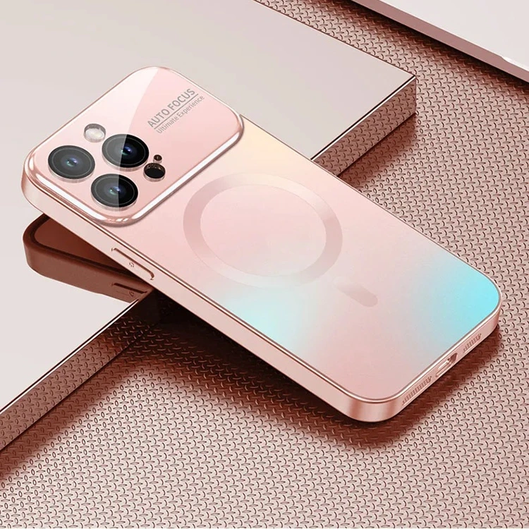 Чохол накладка Glass Slim Case with Magsafe для iPhone 16 Plus- pink