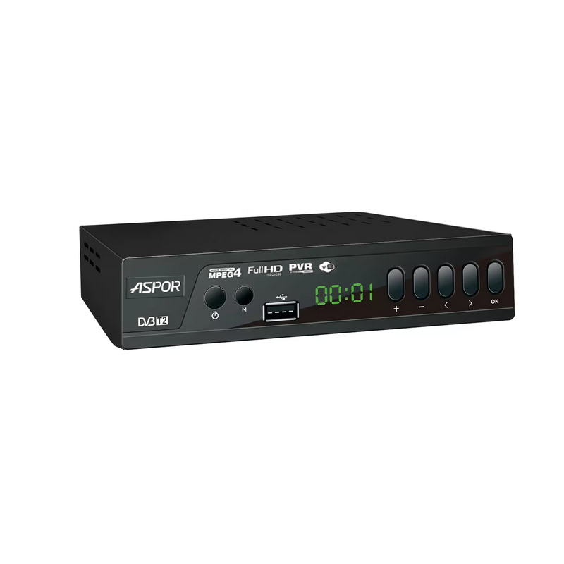 Цифровий телевізійний приймач Aspor A603 (DVB-T2)- чорний