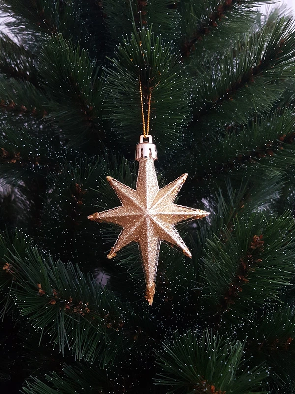 Прикраса-підвіска пластикова "Зірки" 9 см, комплект 4 шт, золоті