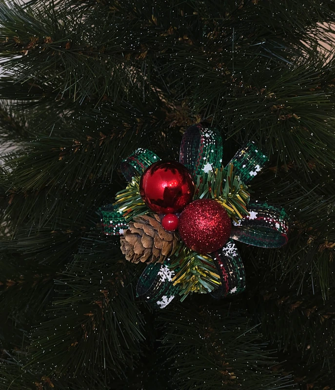 Прикраса декоративна Кульки Chomik з шишкою 11 см, комплект 3шт, червоні